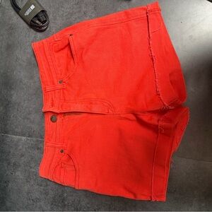 BDG Raw Edge Denim Shorts in Bright Red